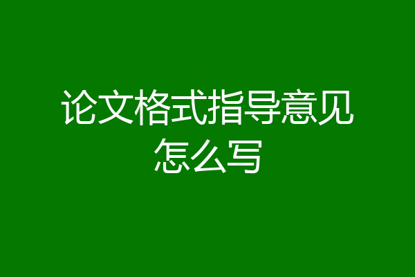 论文格式指导意见怎么写