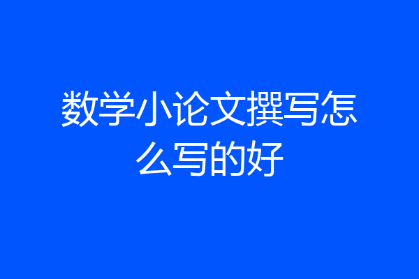 数学小论文撰写怎么写的好