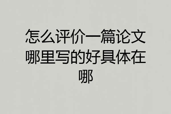 怎么评价一篇论文哪里写的好具体在哪