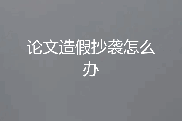 论文造假抄袭怎么办