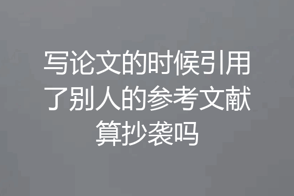 写论文的时候引用了别人的参考文献算抄袭吗
