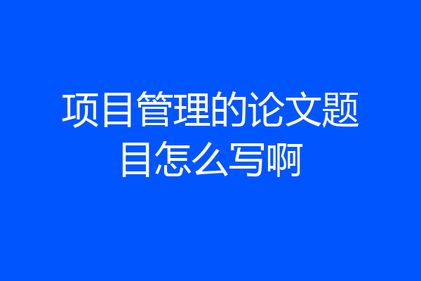 项目管理的论文题目怎么写啊