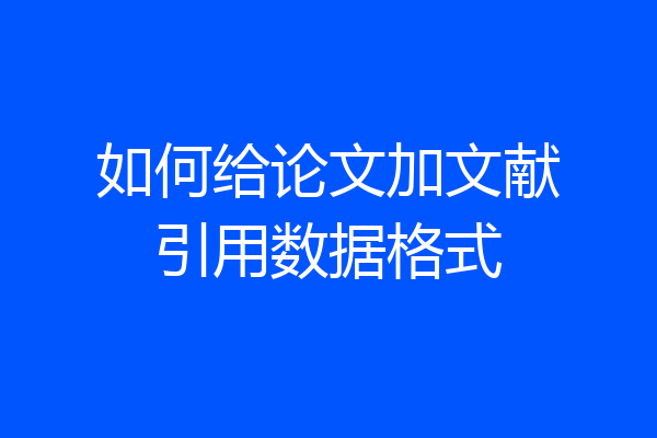 如何给论文加文献引用数据格式