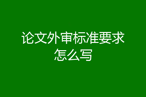 论文外审标准要求怎么写