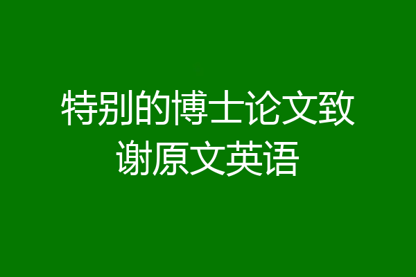 特别的博士论文致谢原文英语