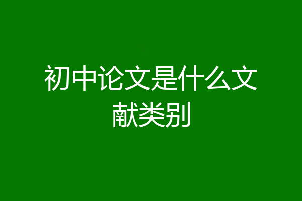 初中论文是什么文献类别