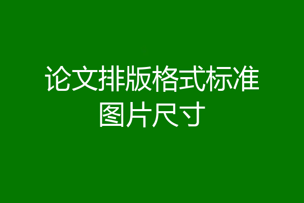 论文排版格式标准图片尺寸