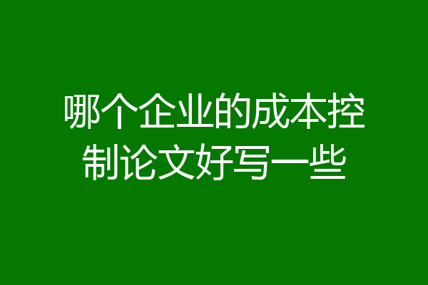 哪个企业的成本控制论文好写一些