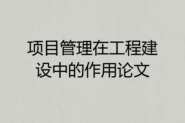 项目管理在工程建设中的作用论文