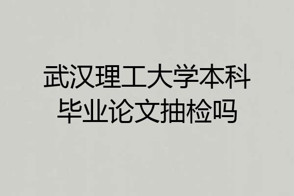 武汉理工大学本科毕业论文抽检吗