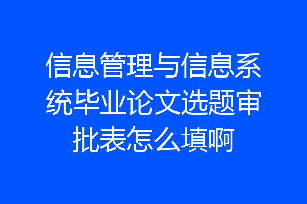 信息管理与信息系统毕业论文选题审批表怎么填啊