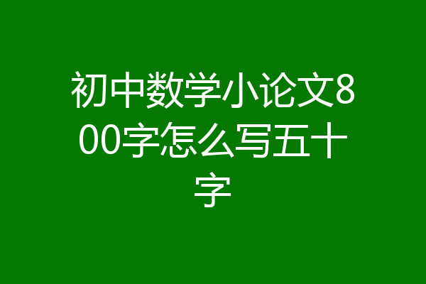 初中数学小论文800字怎么写五十字