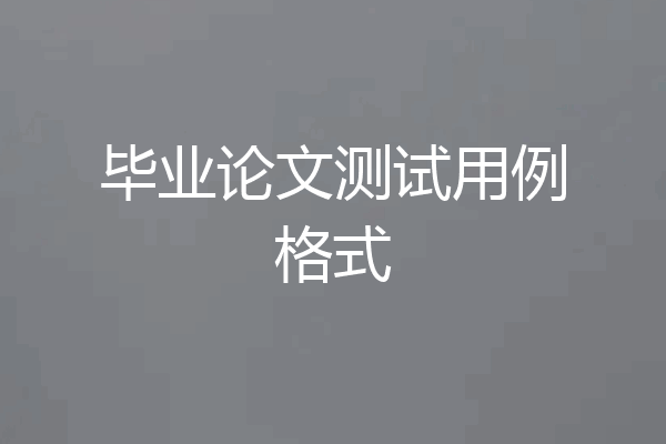 毕业论文测试用例格式