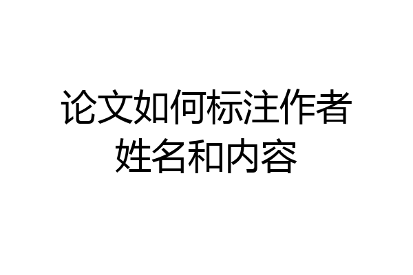 论文如何标注作者姓名和内容