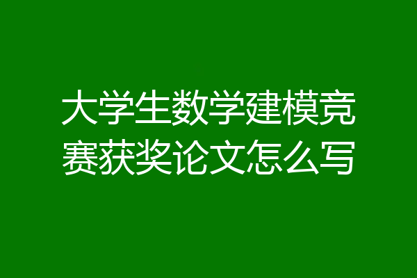大学生数学建模竞赛获奖论文怎么写