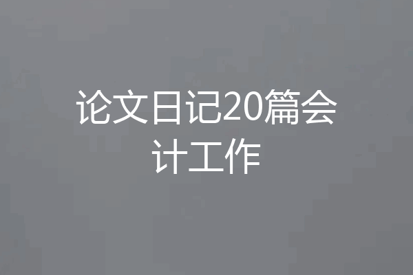 论文日记20篇会计工作
