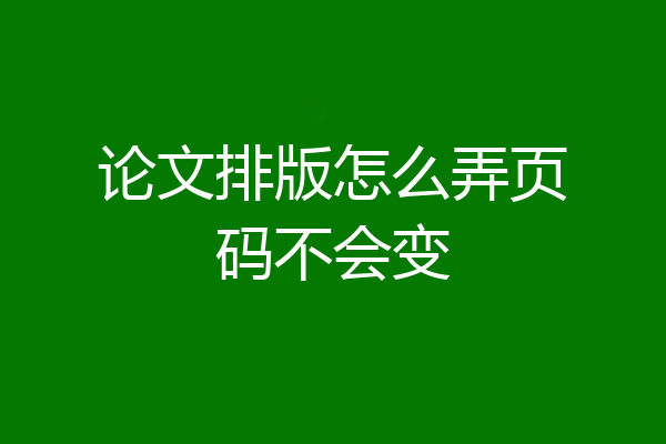 论文排版怎么弄页码不会变