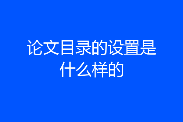 论文目录的设置是什么样的