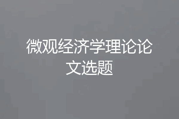 微观经济学理论论文选题