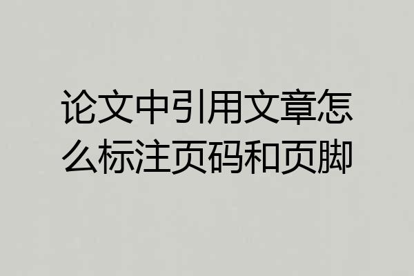 论文中引用文章怎么标注页码和页脚
