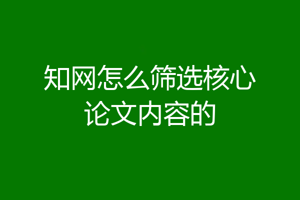 知网怎么筛选核心论文内容的