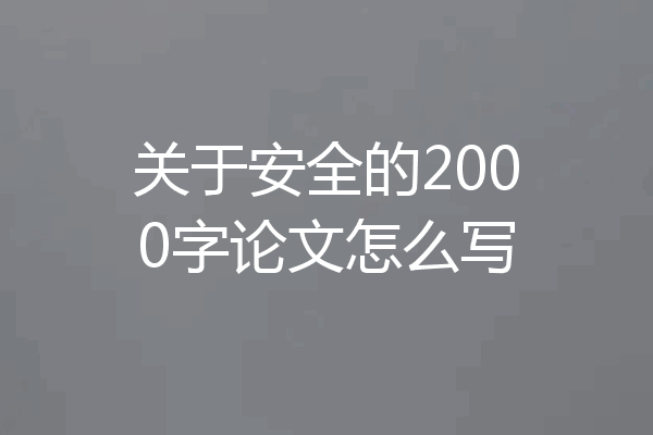 关于安全的2000字论文怎么写