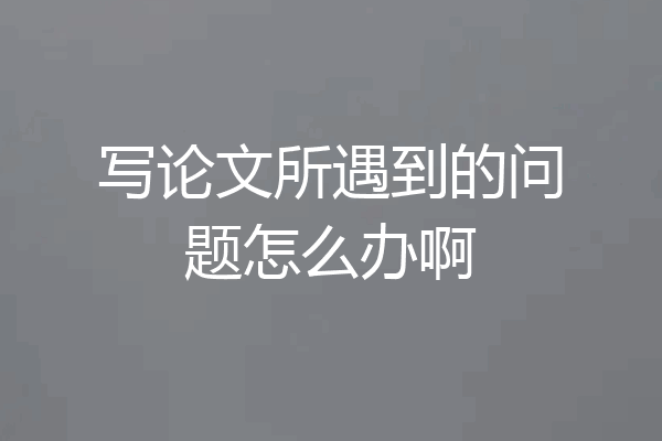 写论文所遇到的问题怎么办啊