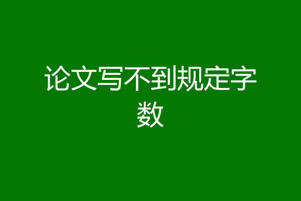 论文写不到规定字数