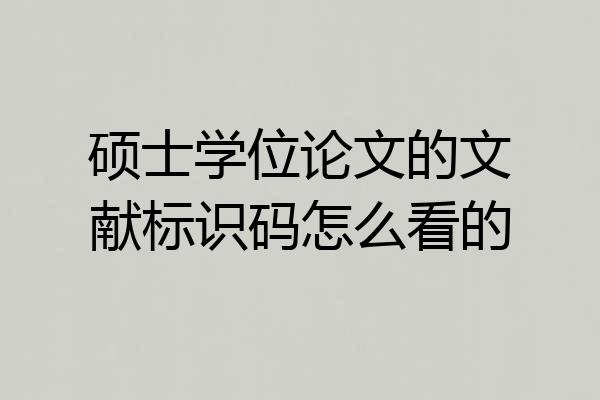 硕士学位论文的文献标识码怎么看的