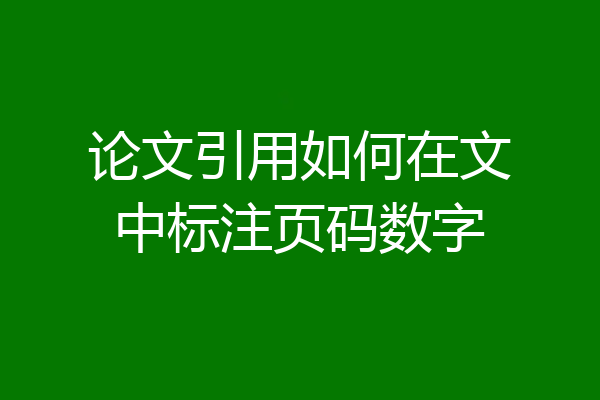 论文引用如何在文中标注页码数字
