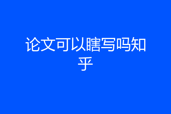 论文可以瞎写吗知乎