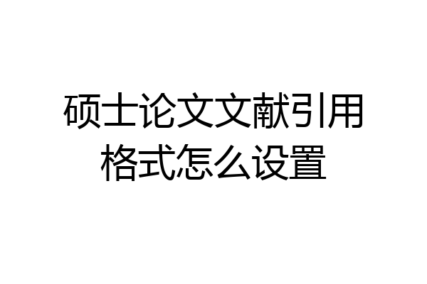 硕士论文文献引用格式怎么设置