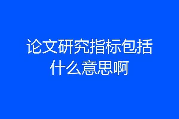 论文研究指标包括什么意思啊