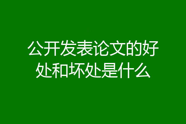 公开发表论文的好处和坏处是什么
