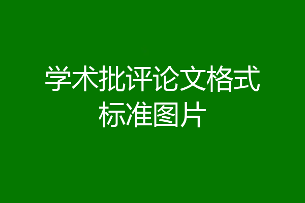 学术批评论文格式标准图片