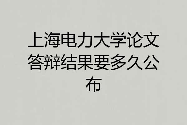上海电力大学论文答辩结果要多久公布