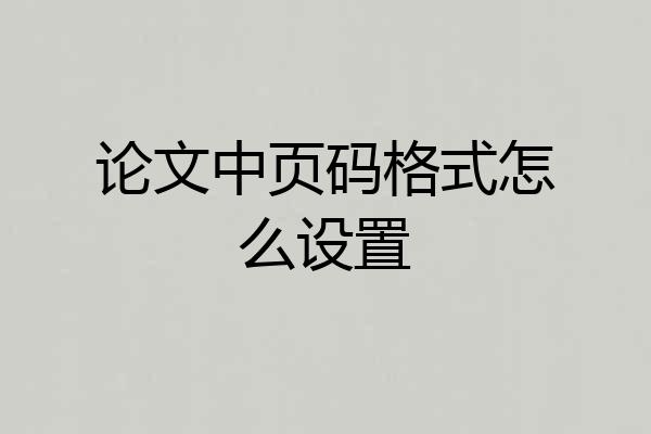 论文中页码格式怎么设置