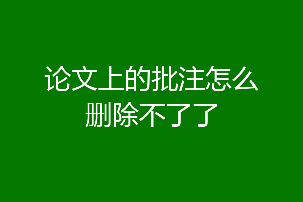 论文上的批注怎么删除不了了