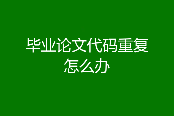 毕业论文代码重复怎么办