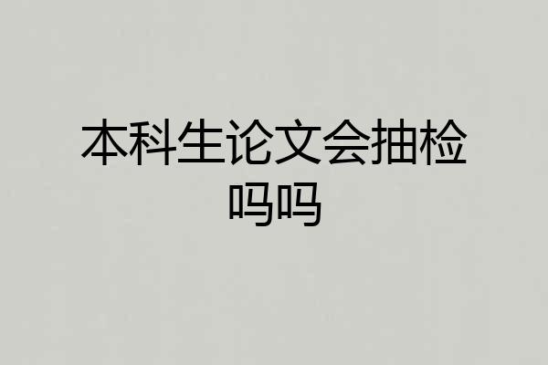 本科生论文会抽检吗吗