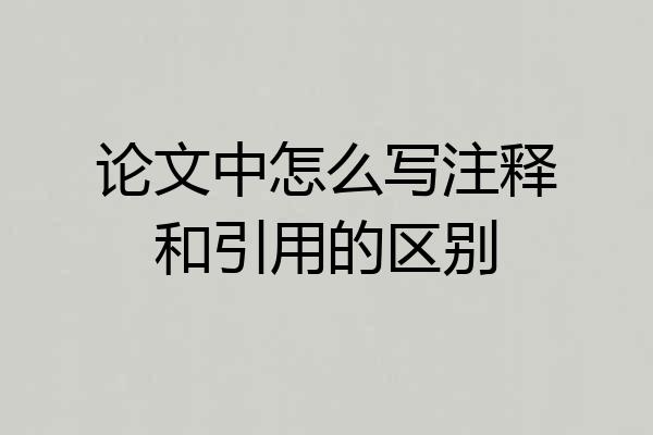 论文中怎么写注释和引用的区别