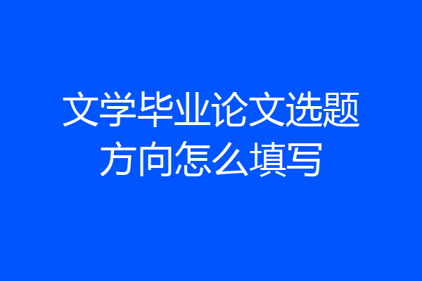 文学毕业论文选题方向怎么填写