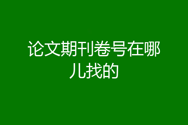 论文期刊卷号在哪儿找的