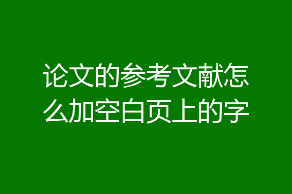 论文的参考文献怎么加空白页上的字
