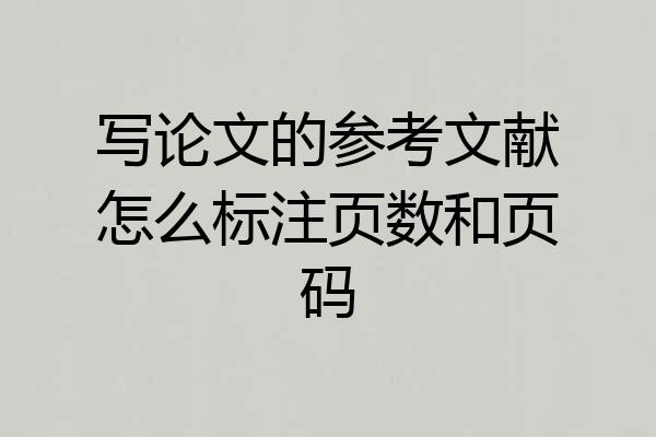 写论文的参考文献怎么标注页数和页码