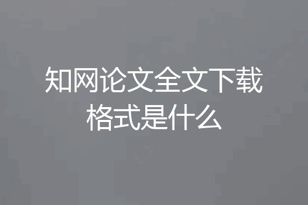 知网论文全文下载格式是什么