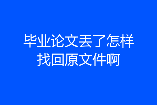 毕业论文丢了怎样找回原文件啊