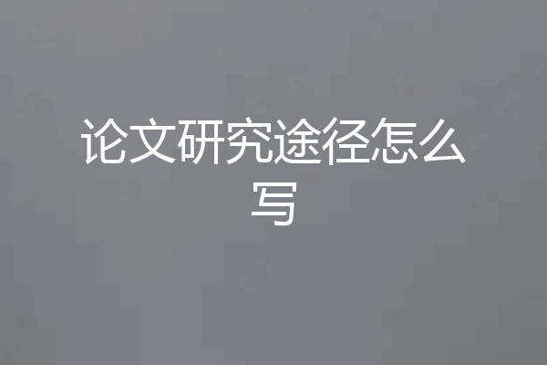 论文研究途径怎么写