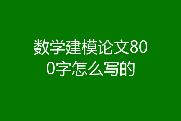 数学建模论文800字怎么写的