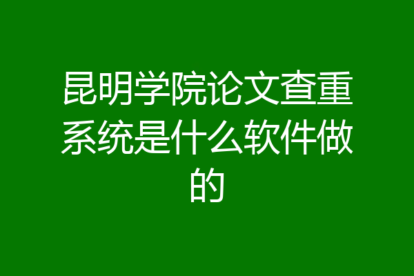 昆明学院论文查重系统是什么软件做的